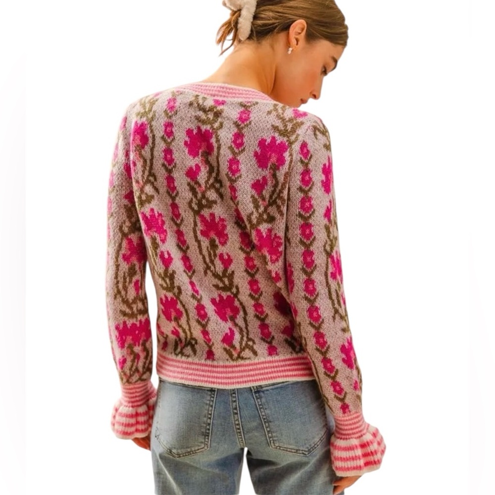 Floral Pink Cardigan Sweater-nwt - Picture 5 of 5